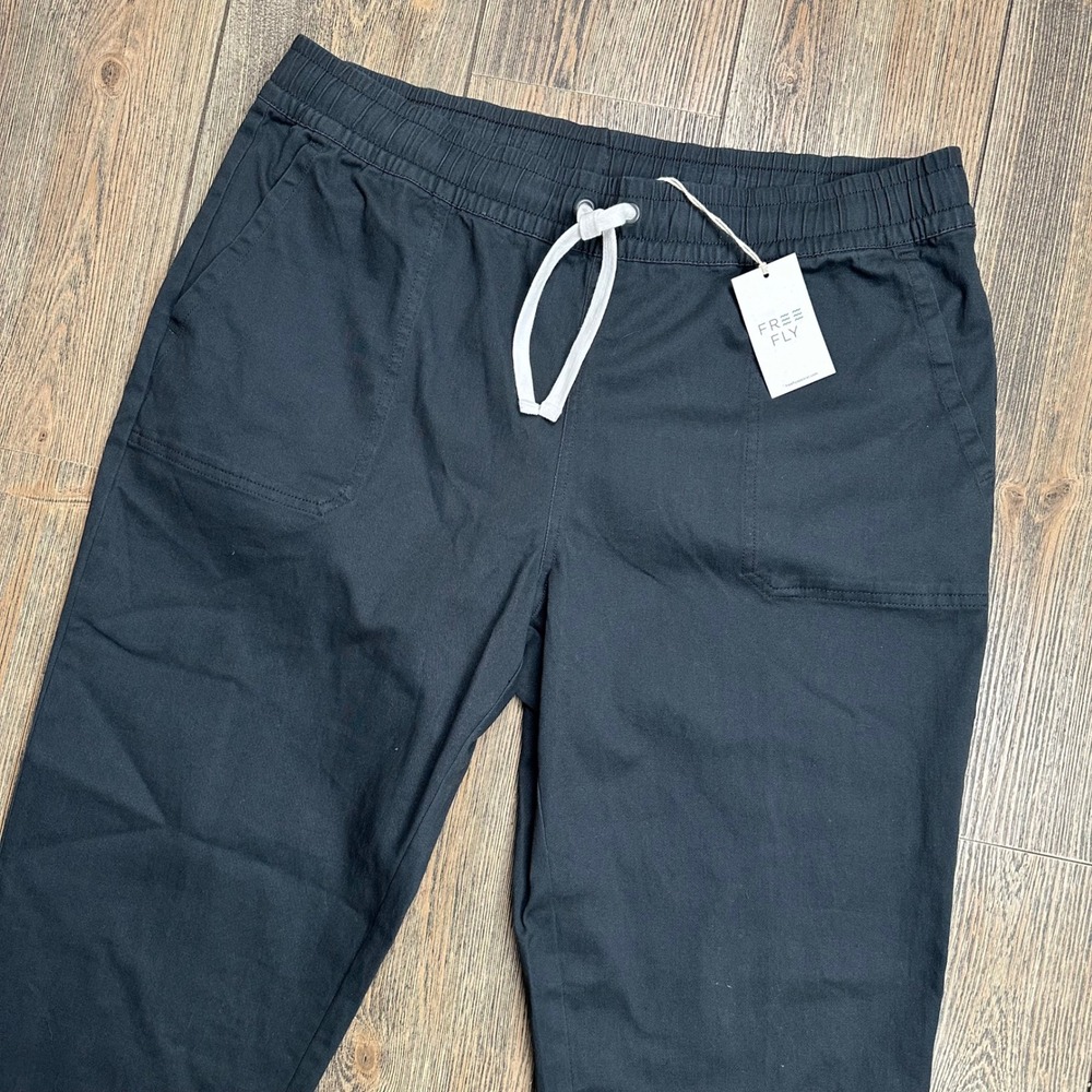 Free Fly Womens Pacifica Twill Pant NWT Black Sand Drawstring Elastic Waist XL